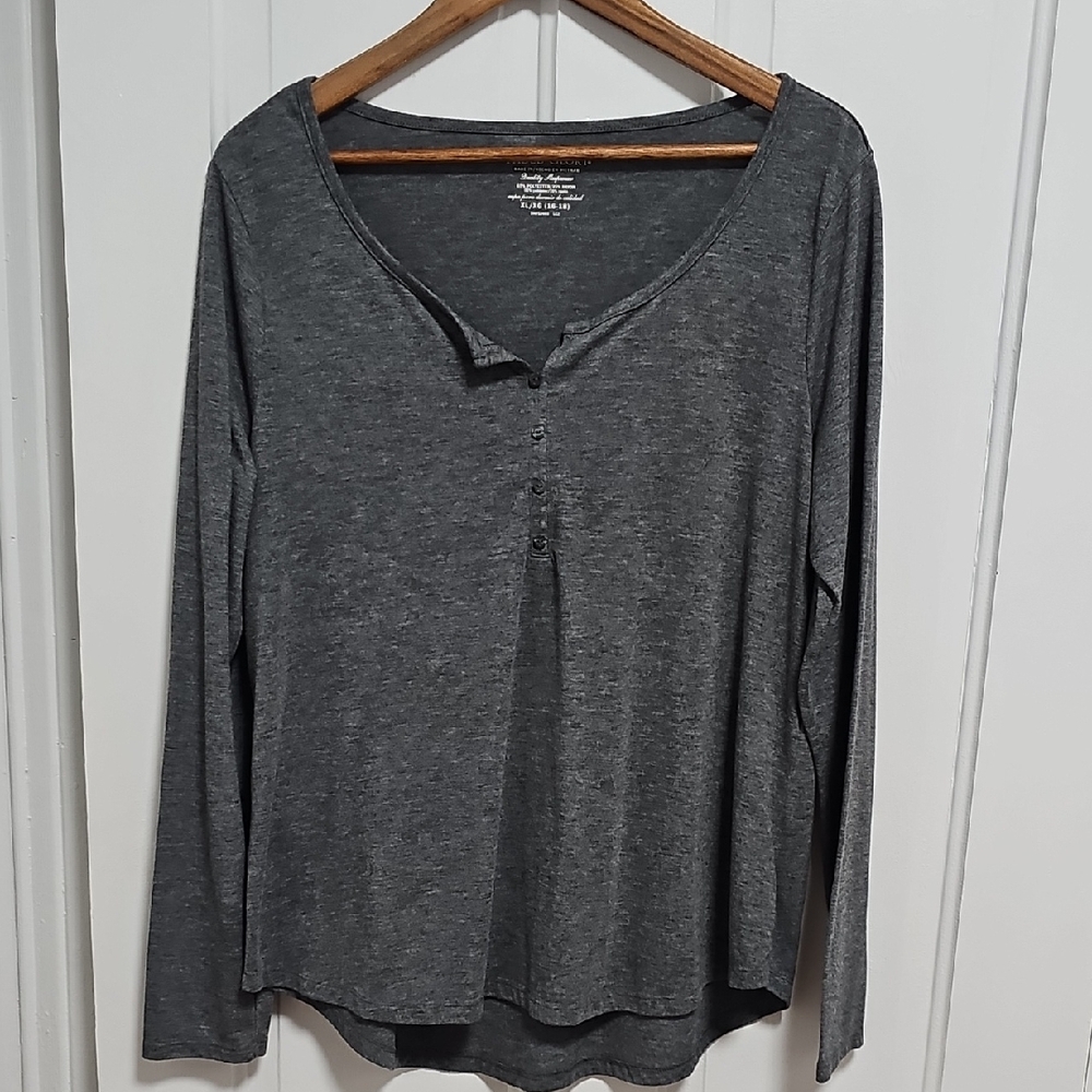 Faded Glory Charcoal Long Sleeve Blouse